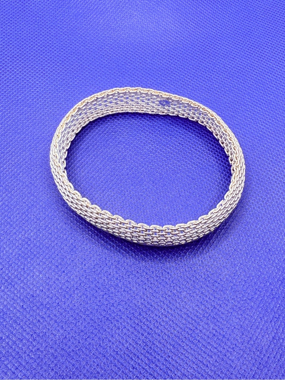 Mesh Sterling Silver 925 Bangle Bracelet 26gm Slip On Classic Flexible Size 7